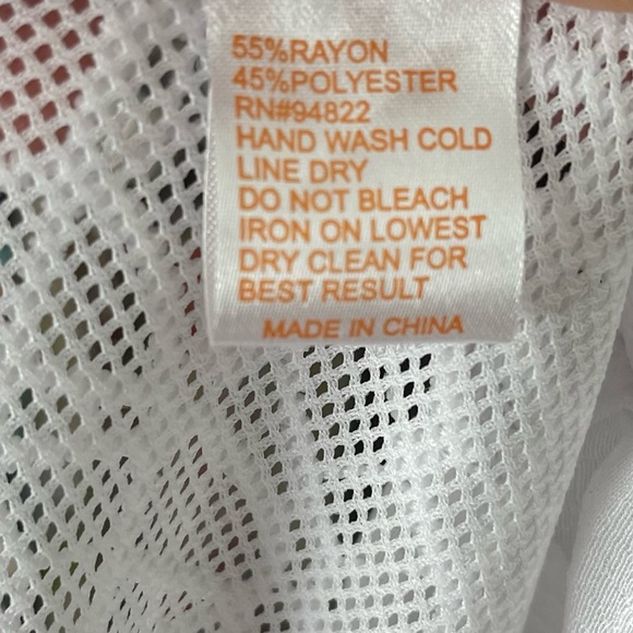 AZUCAR  White Flowy Blouse with Mesh Detail Size L -  NWT - Picture 11 of 11